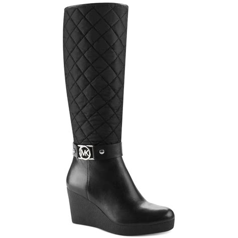 michael kors black wedge boots|michael kors adjustable buckle boots.